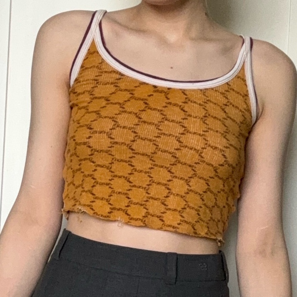 BDG Honeycomb Maroon and Yellow/Orange Knit Top